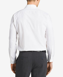 Calvin Klein Steel Slim-fit Non-iron Performance Spread Collar Herringbone Dress Shirt White thumbnail 3