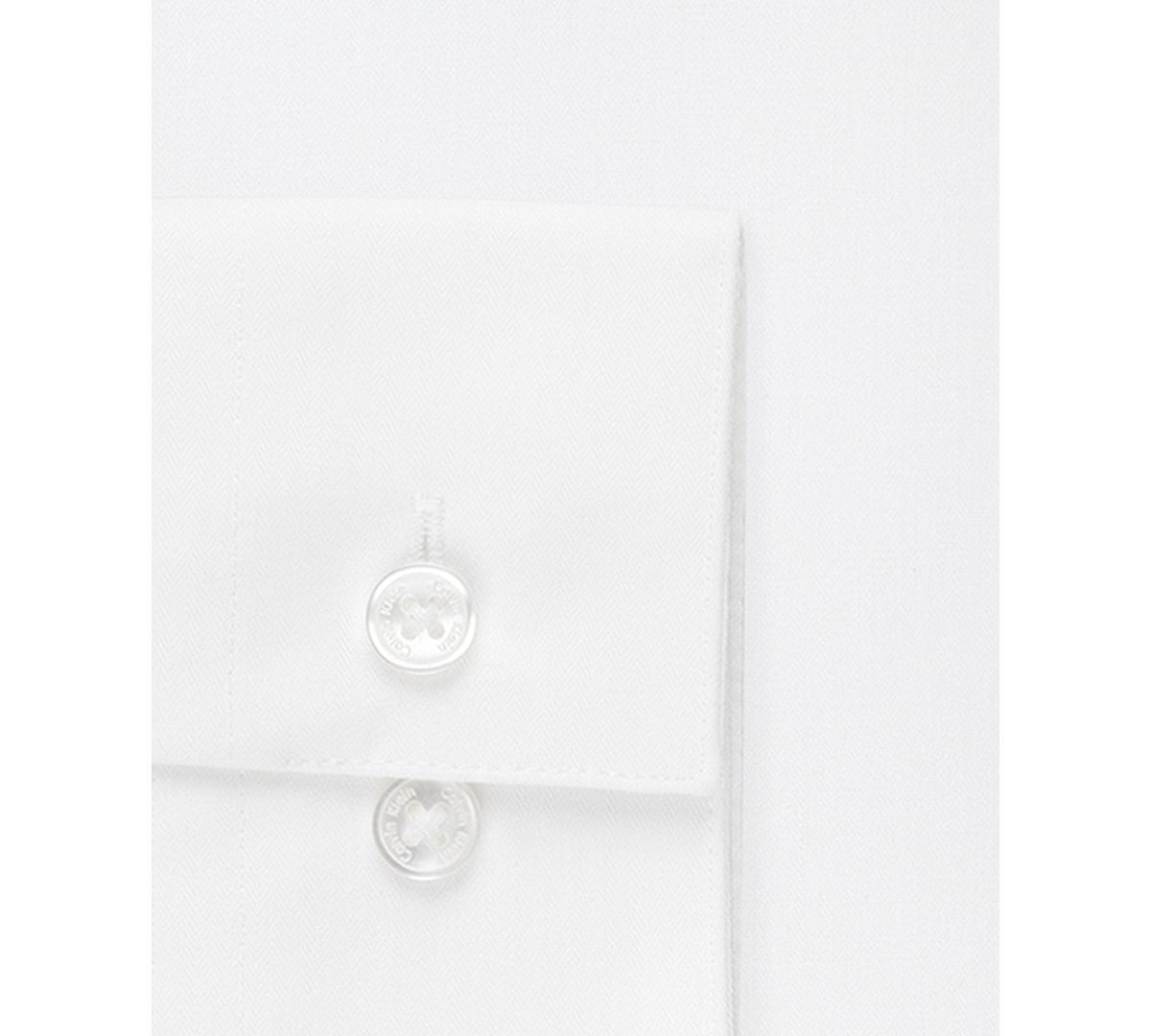 Calvin Klein Steel Slim-fit Non-iron Performance Spread Collar Herringbone Dress Shirt White