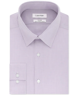 Calvin Klein Steel+ Slim-fit Non-iron Performance Stretch Micro Check Dress Shirt Purple thumbnail 1