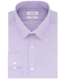 Calvin Klein Steel Slim-fit Non-iron Performance Stretch Purple Solid Dress Shirt Grape thumbnail 1