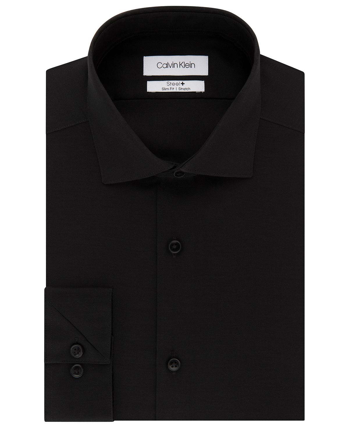 Calvin Klein Steel Slim-fit Non-iron Stretch Performance Dress Shirt Jet Black