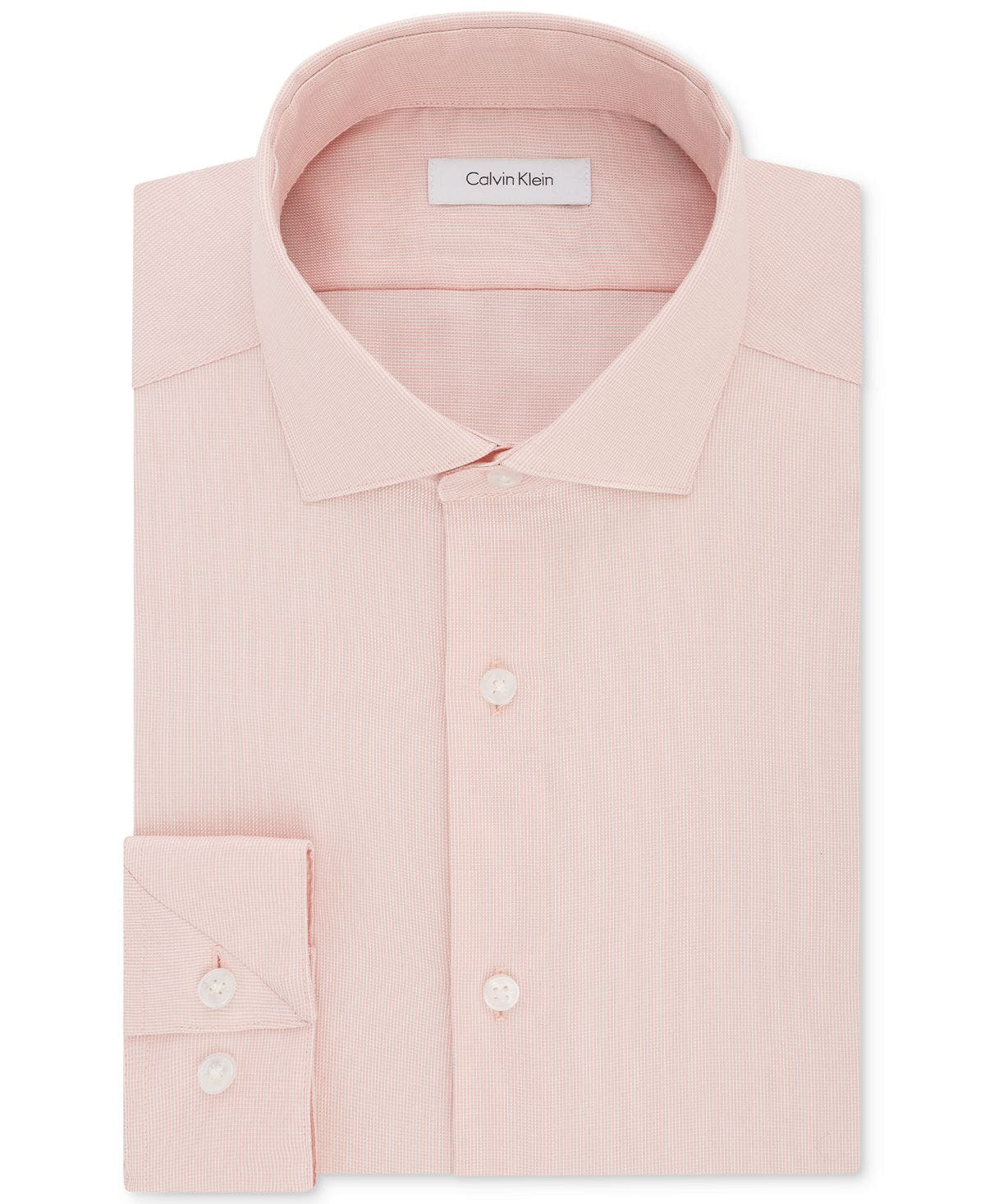 Calvin Klein Steel Slim-fit Non-iron Stretch Performance Unsolid Dress Shirt Cantalope