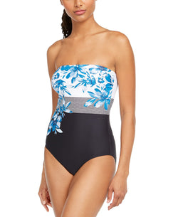 Calvin Klein Strapless Printed Tummy Control One-piece Swimsuit Earl Multi Country Club Floral thumbnail 1