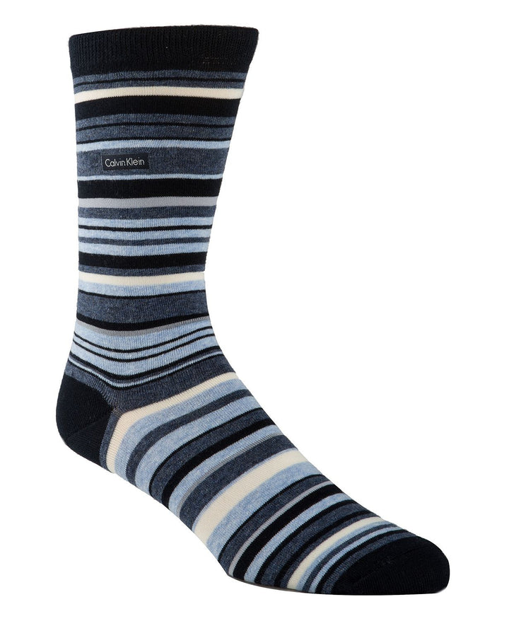 Calvin Klein Striped Crew Socks Navy/pale Denim Heather