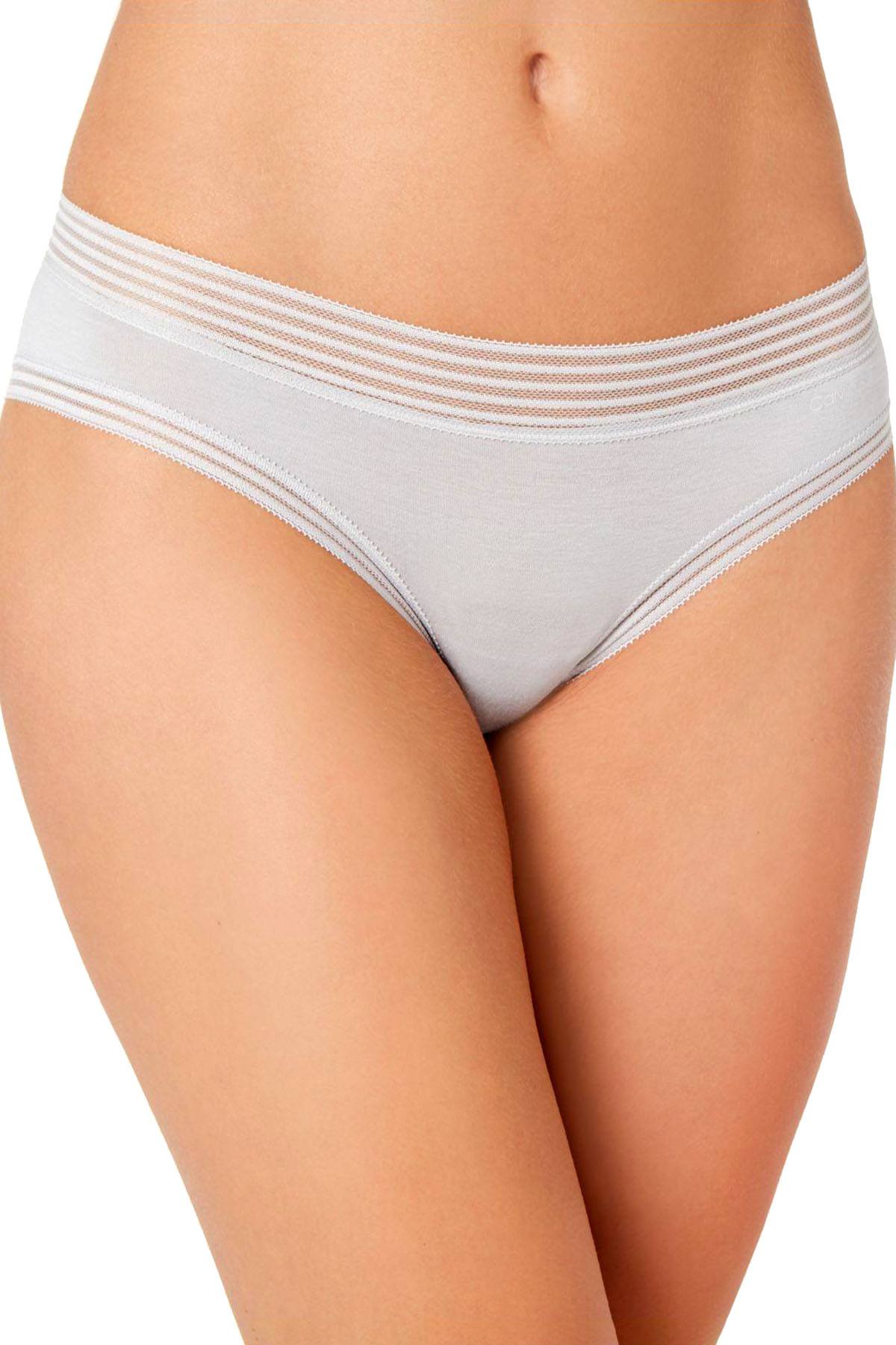 Calvin Klein Striped Waist Hipster in Nimbus Grey