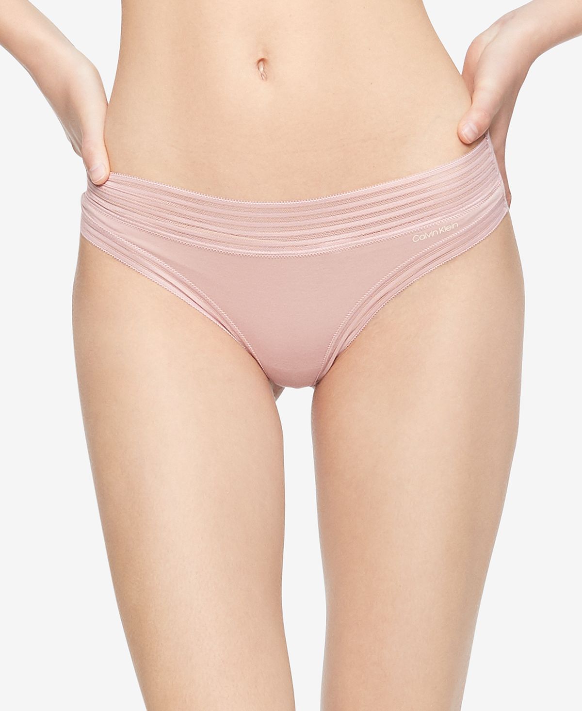 Calvin Klein Striped-waist Thong Underwear Qd3670 Fresh Pink