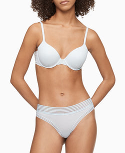 Calvin Klein Striped-waist Thong Underwear Qd3670 Polished Blue thumbnail 2