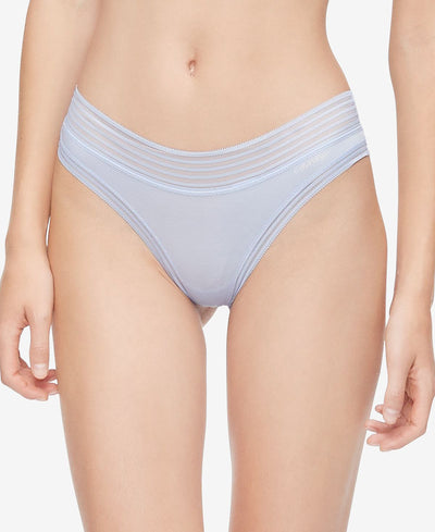 Calvin Klein Striped-waist Thong Underwear Qd3670 Prepster Blue