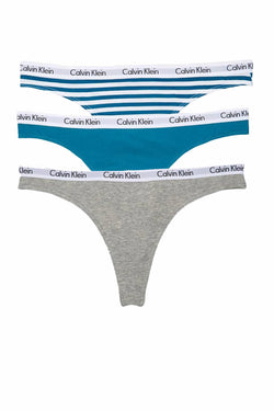 Calvin Klein Teal/Grey/Teal-Stripe Carousel Thong 3-Pack thumbnail 1