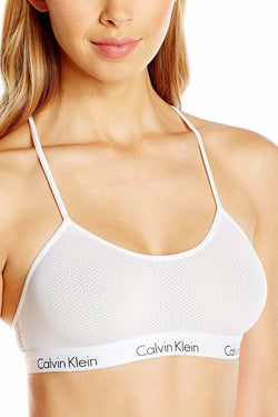 Calvin Klein White CK-One Low-Impact Micro-Mesh Bralette thumbnail 3