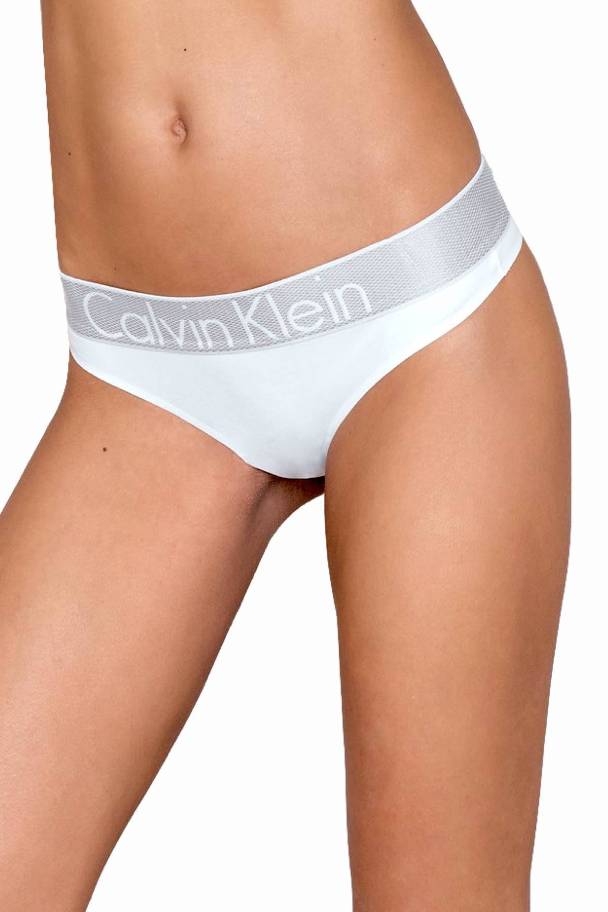 Calvin Klein White Logo Stretch Thong