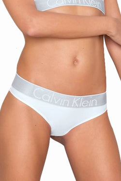 Calvin Klein White Logo Stretch Thong thumbnail 3