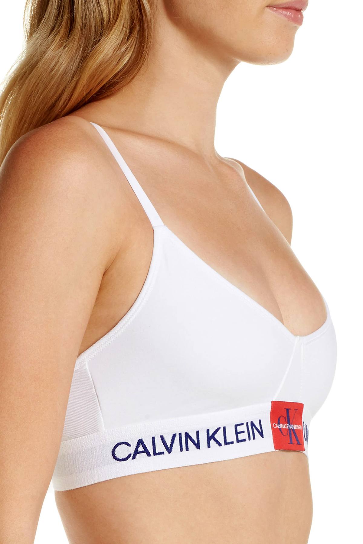 Calvin Klein White Monogram Unlined Triangle Bra