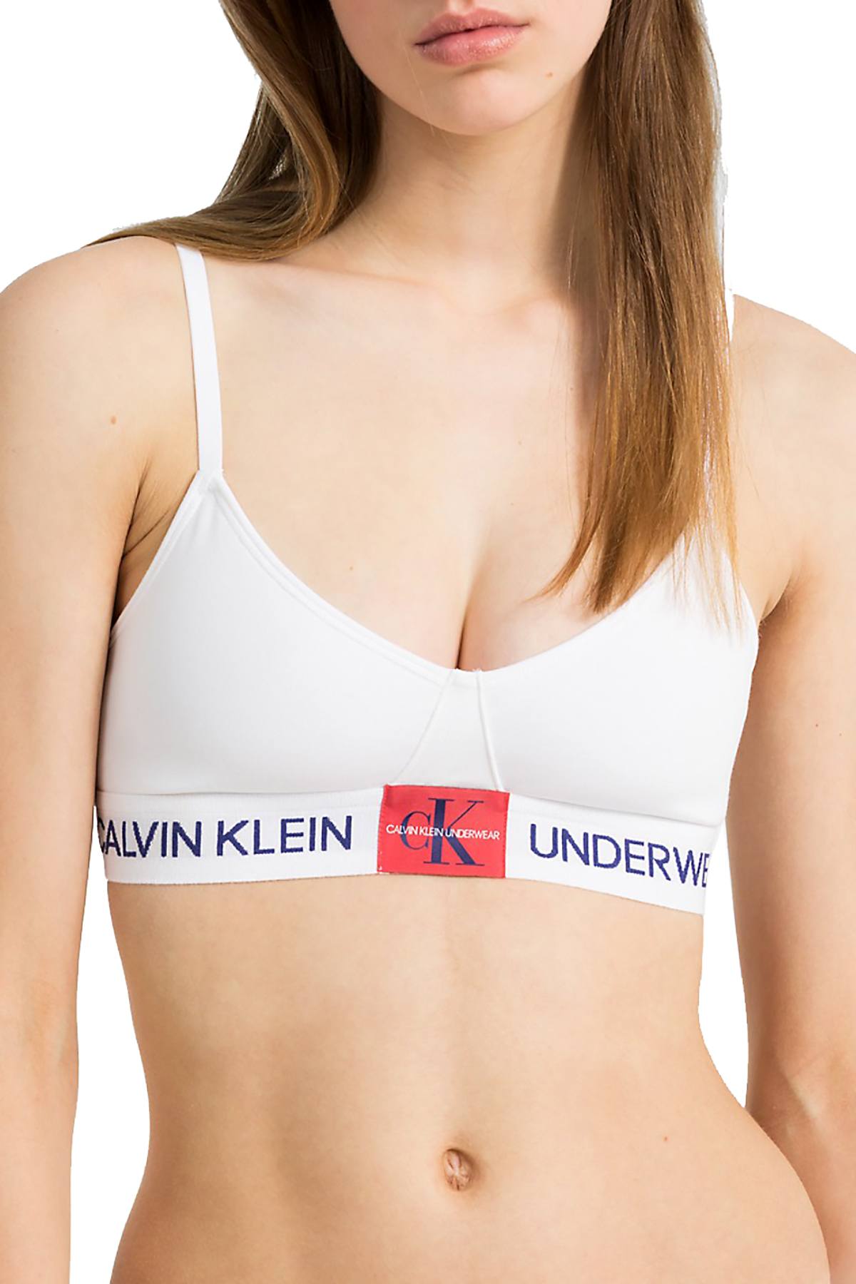 Calvin Klein White Monogram Unlined Triangle Bra