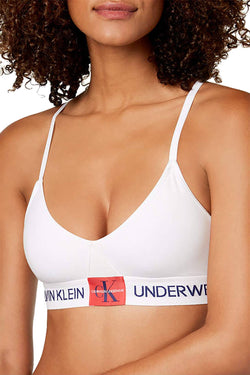 Calvin Klein White Monogram Unlined Triangle Bra thumbnail 1