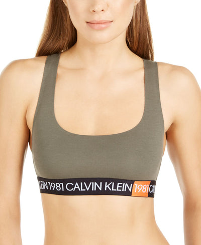 Calvin Klein Wo 1981 Bold Logo Unlined Bralette Qf5577 Army Dust