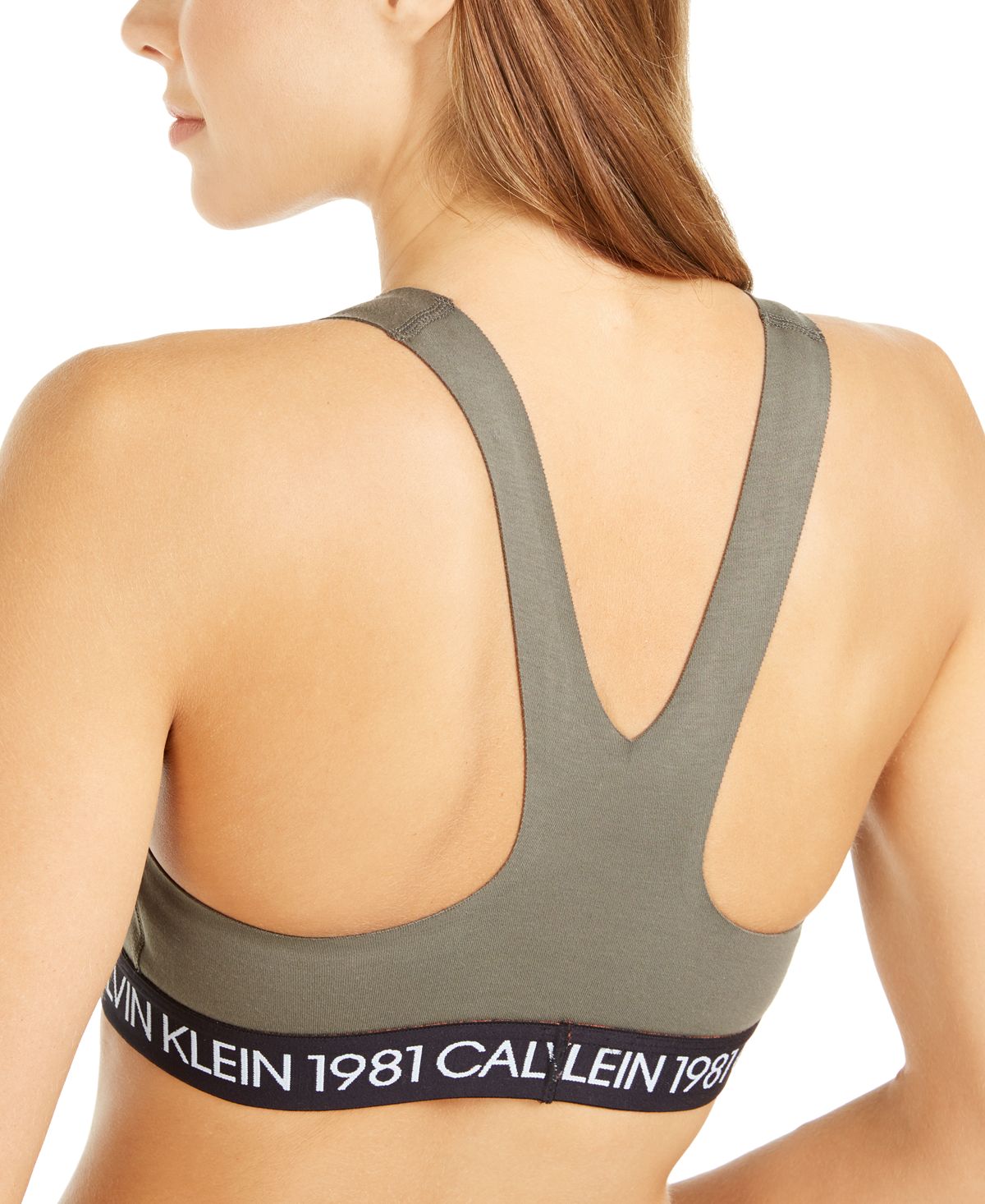 Calvin Klein Wo 1981 Bold Logo Unlined Bralette Qf5577 Army Dust