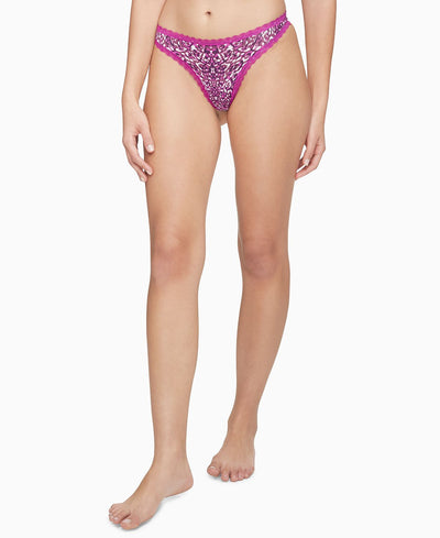 Calvin Klein Wo Lace-trim Thong Underwear Qd3705 Coiled Cat_ripe Berry