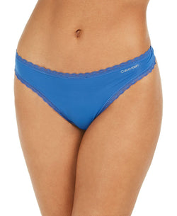 Calvin Klein Wo Lace-trim Thong Underwear Qd3705 Minnow thumbnail 1