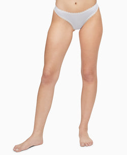 Calvin Klein Wo Lace-trim Thong Underwear Qd3705 Polished Blue thumbnail 1