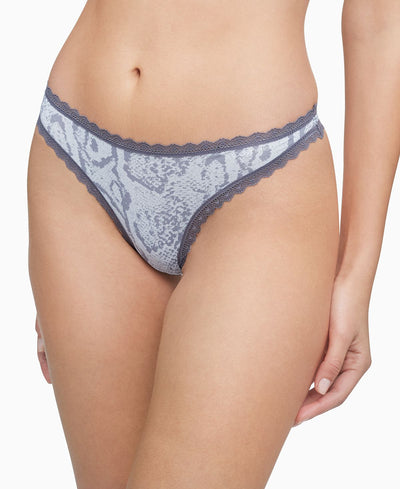Calvin Klein Wo Lace-trim Thong Underwear Qd3705 Relaxed Boa_pewter