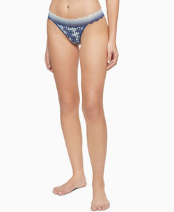 Calvin Klein Wo Lace-trim Thong Underwear Qd3837 Indio Print_seashore Blue thumbnail 1