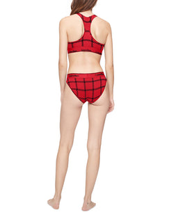 Calvin Klein Wo Modern Cotton Graphic Bikini Mens Window Pane_rustic Red thumbnail 2