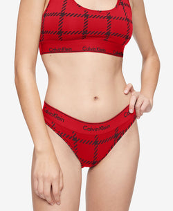 Calvin Klein Wo Modern Cotton Graphic Bikini Mens Window Pane_rustic Red thumbnail 3