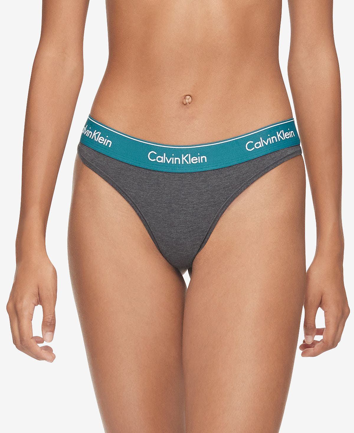 Calvin Klein Wo Modern Cotton Thong Underwear F3786 Charcoal Heather