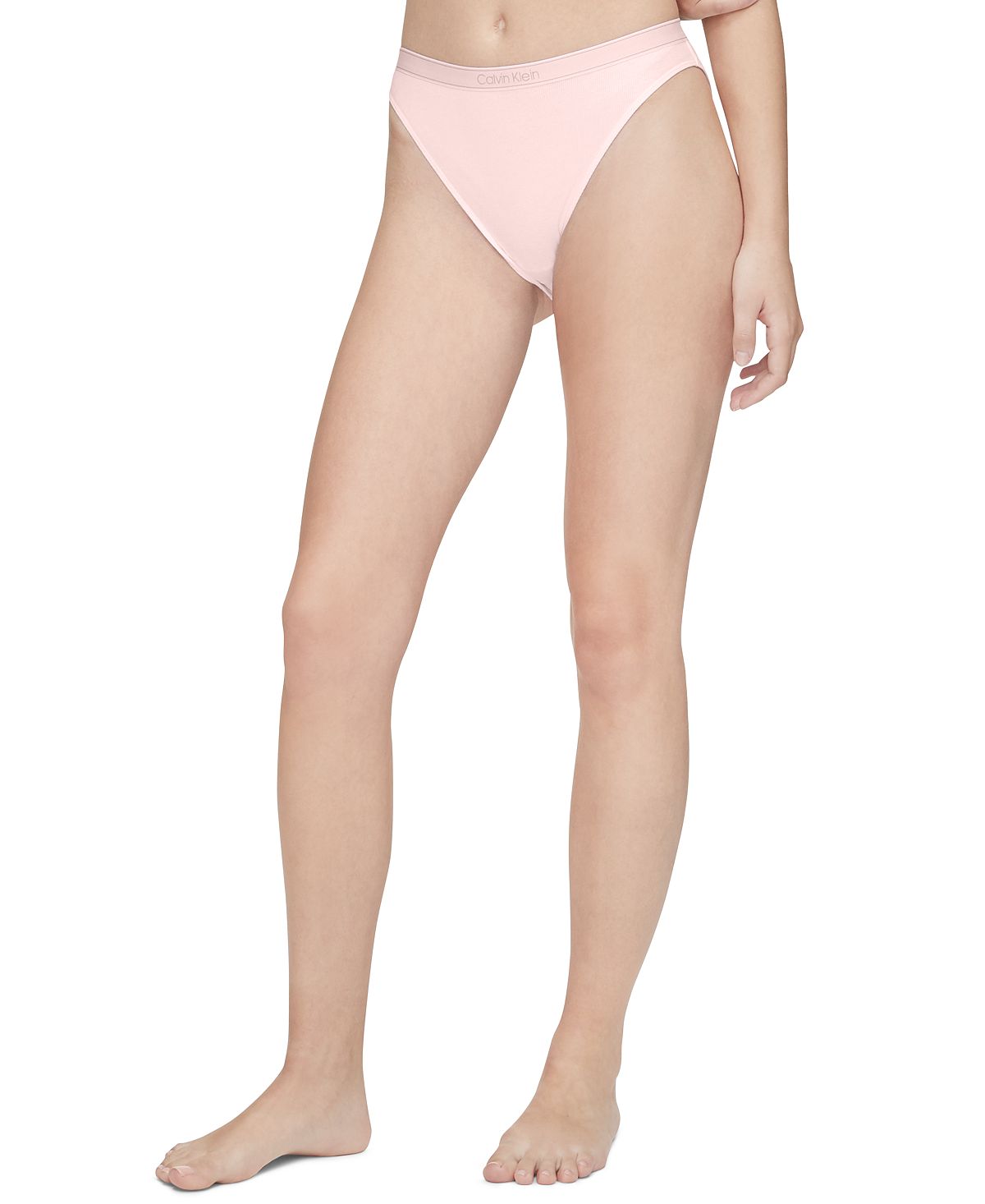 Calvin Klein Wo Pure Ribbed Cheeky Bikini Underwear Qf6443 Barely Pink