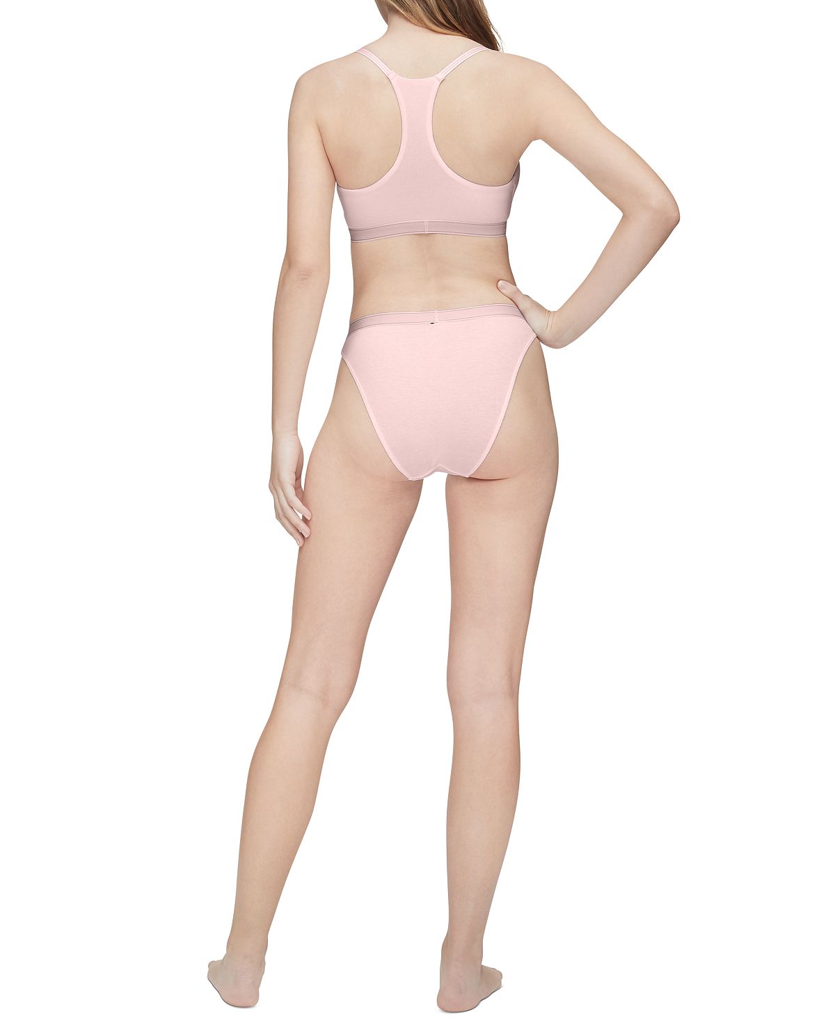 Calvin Klein Wo Pure Ribbed Cheeky Bikini Underwear Qf6443 Barely Pink