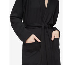 Calvin Klein Wo Wide-ribbed Knit Ease Wrap Robe Black thumbnail 3