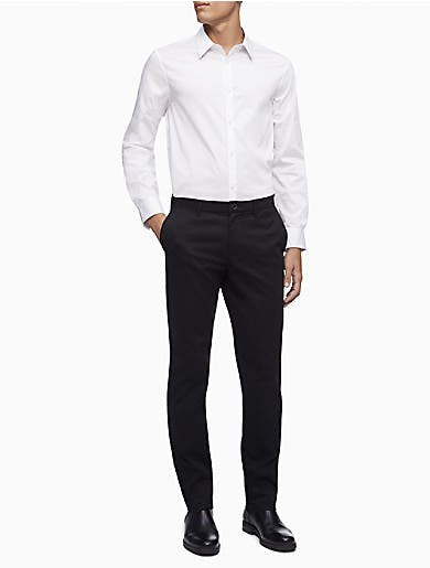 Calvin Klein tretch Poplin olid Button-Down hirt