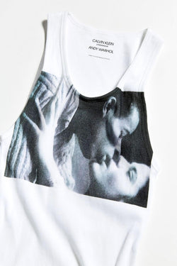 Calvin Klein x Andy Warhol White/Grey Kiss-Print Tank Top thumbnail 1