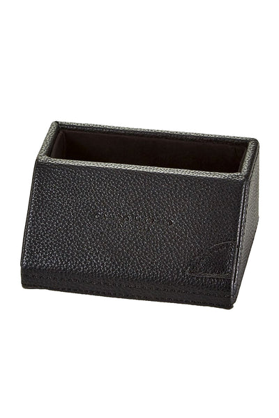 Campo Marzio Black Pebbled Faux-Leather Desk Card Holder