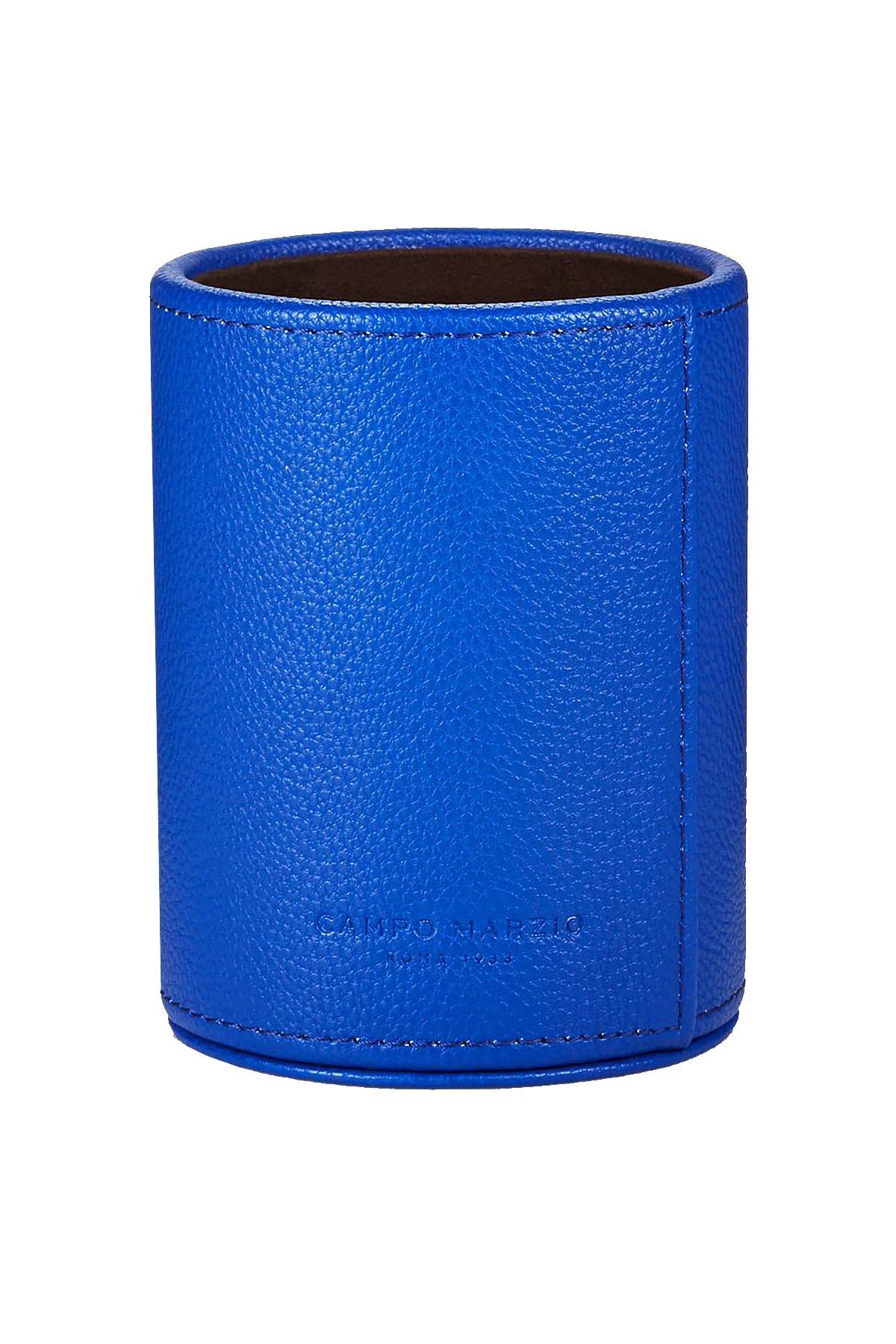 Campo Marzio Blueberry Round Pebbled-Faux-Leather Pen Holder