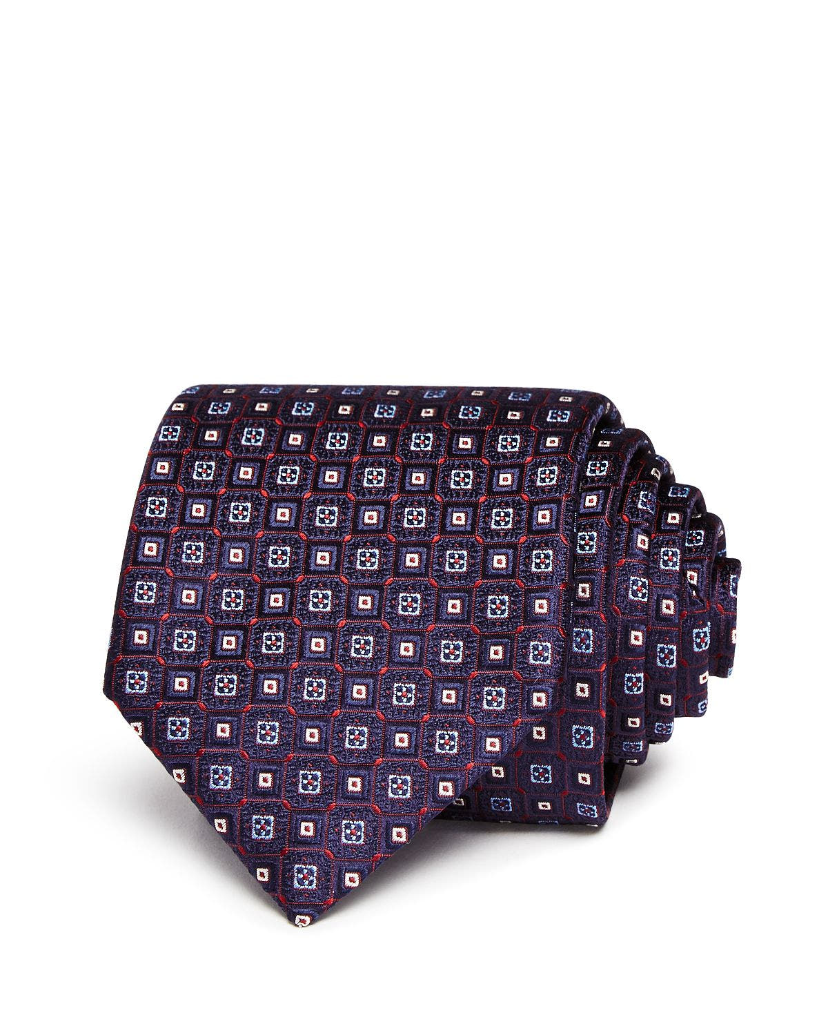 Canali Neat Squares Silk Classic Tie Navy