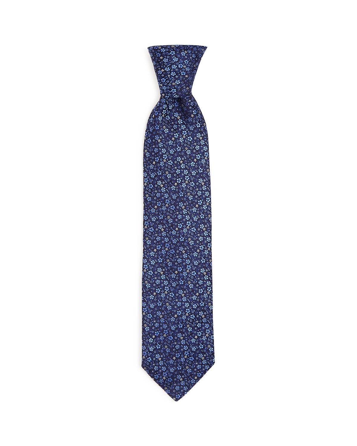 Canali Scattered Flowers Silk Classic Necktie Navy