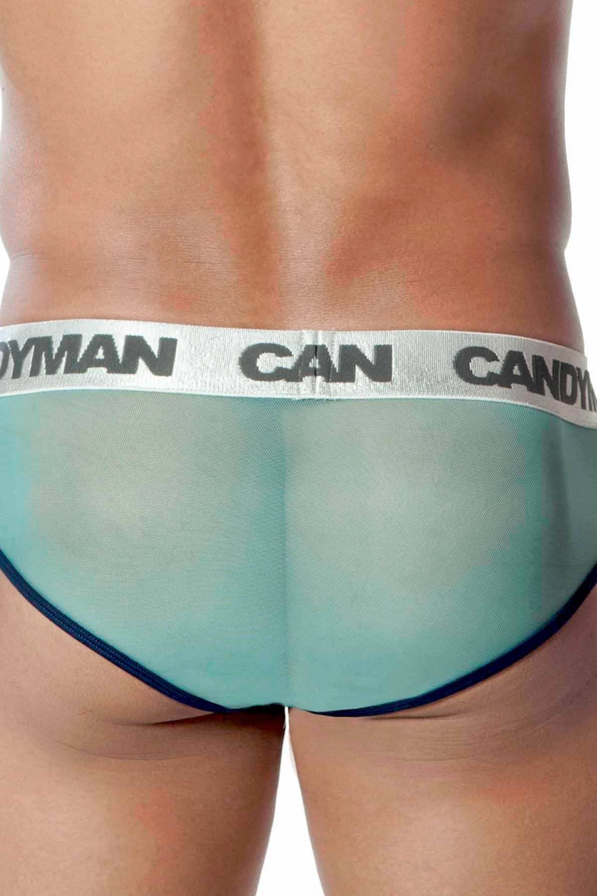 Candyman Aqua/Navy Sheer Mesh Brief