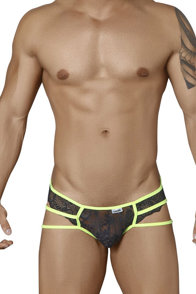 Candyman Black/Hot Green Strappy Lace Brief