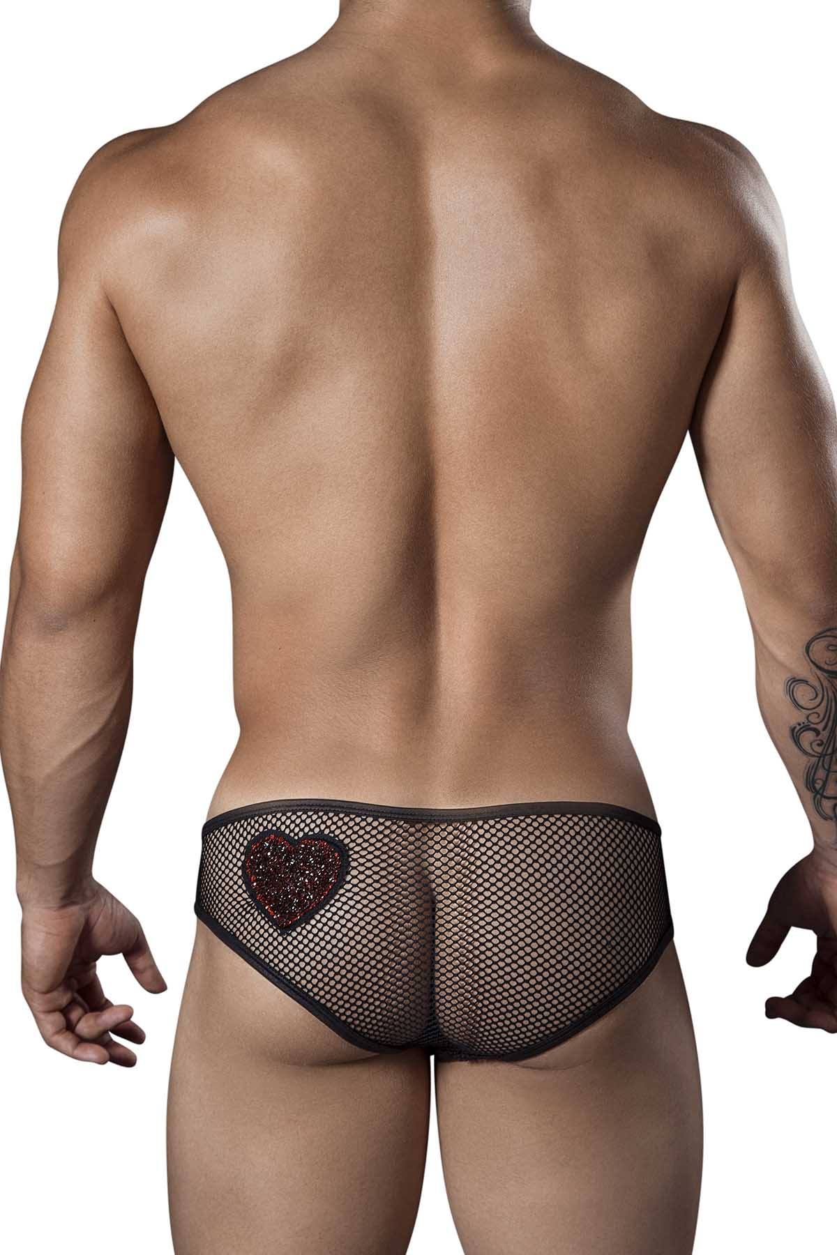 Candyman Black Mesh/Fishnet Heart-Cheek Brief