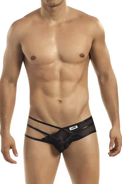 Candyman Black Neon-Effect Dip Strap Brief