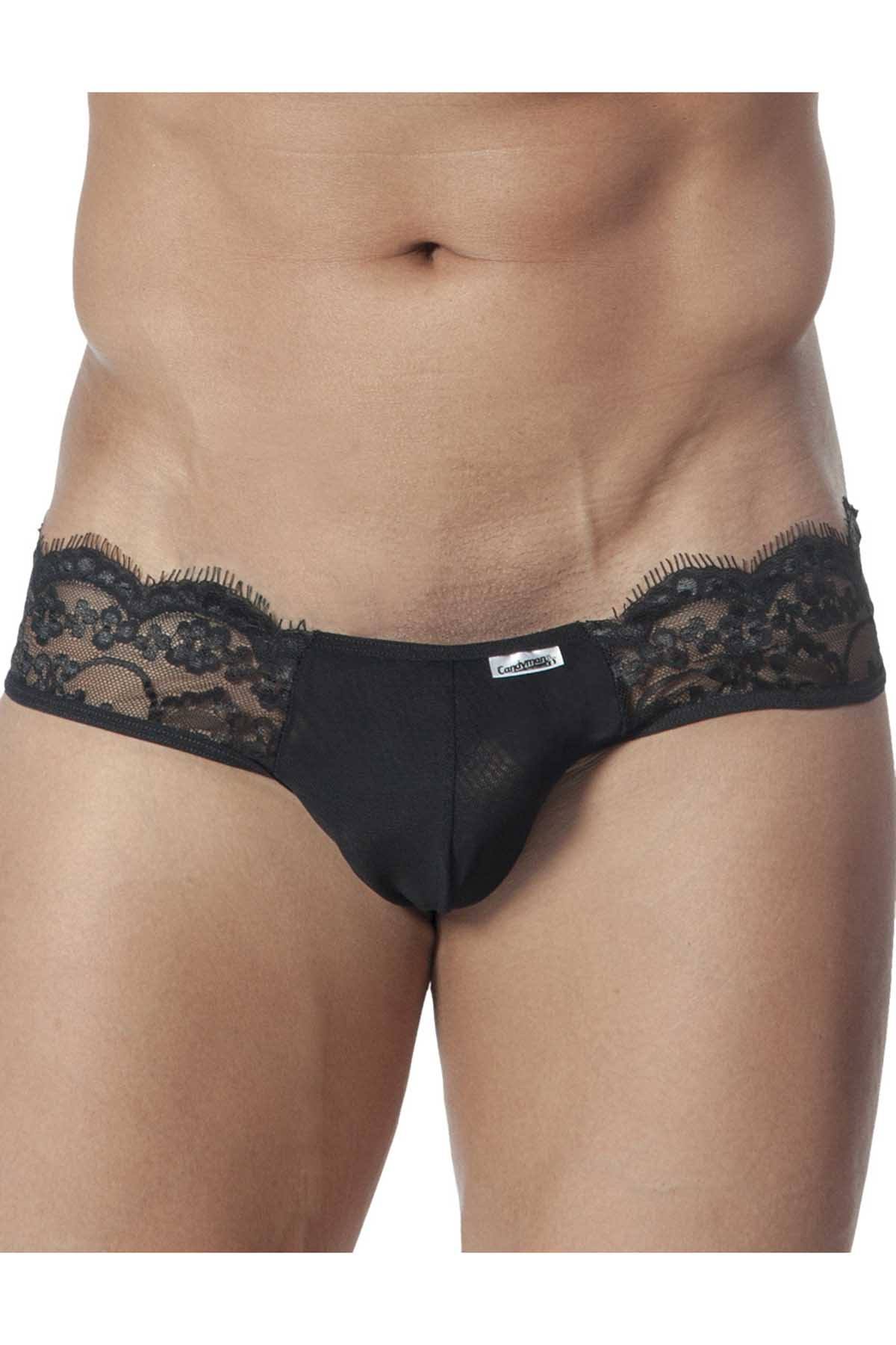 Candyman Black Sheer-Lace Bikini Brief