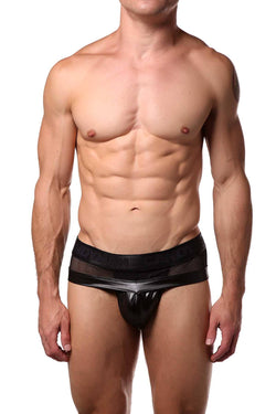 Candyman Black Sheer/Wet-Look Brief thumbnail 1