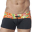 Candyman Black/Tropical-Flowers Color-Block Swim Trunk