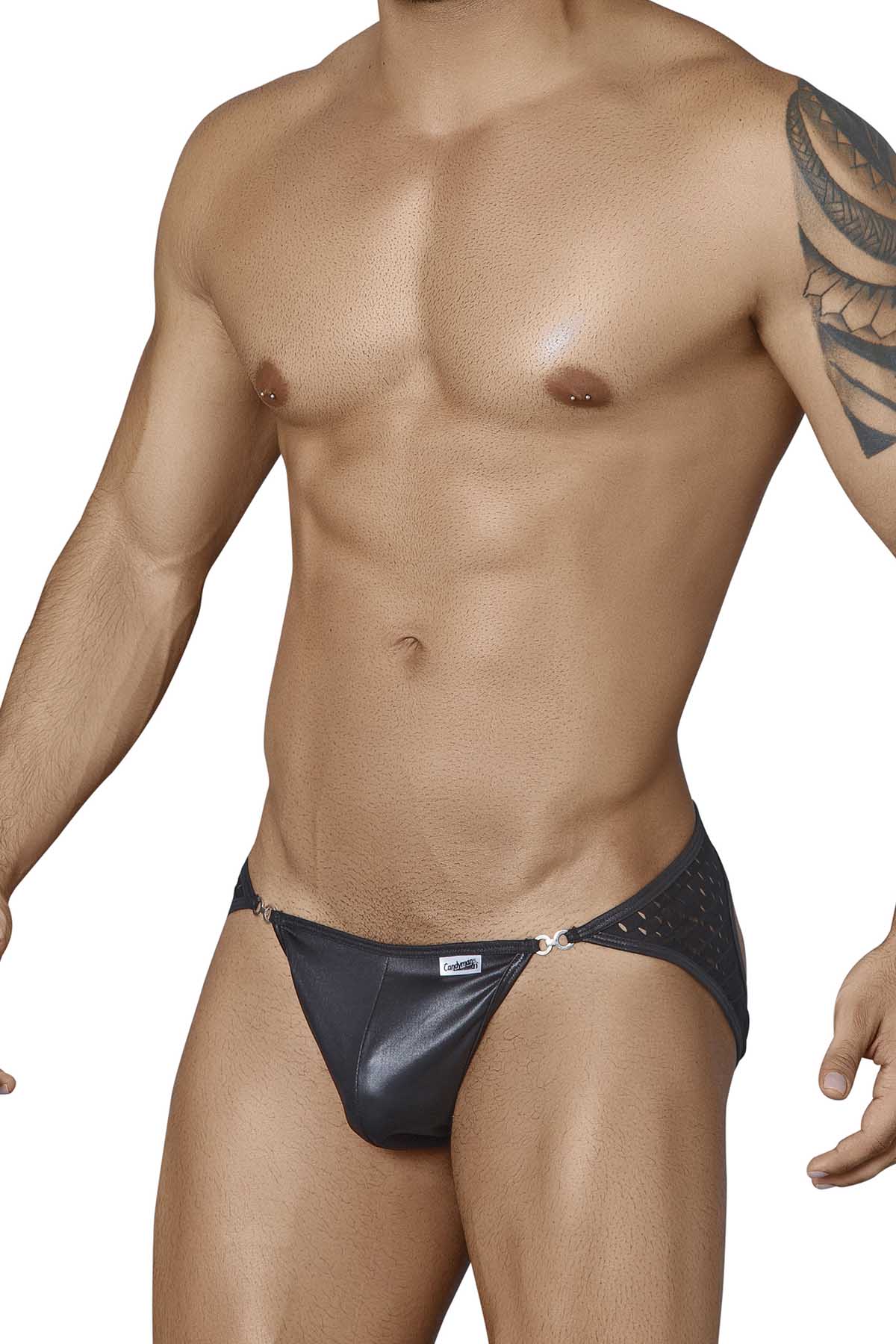 Candyman Black Wet-Look/Fishnet Jock