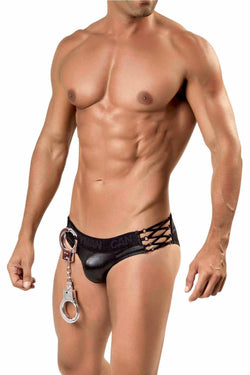 Candyman Black Wet-Look Policeman 4-Pc Costume Brief thumbnail 2