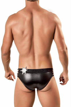 Candyman Black Wet-Look Policeman 4-Pc Costume Brief thumbnail 3