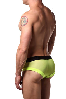 Candyman Neon-Yellow Sheer/Wet-Look Brief thumbnail 2