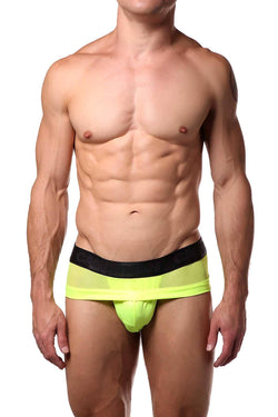 Candyman Neon-Yellow Sheer/Wet-Look Brief thumbnail 1
